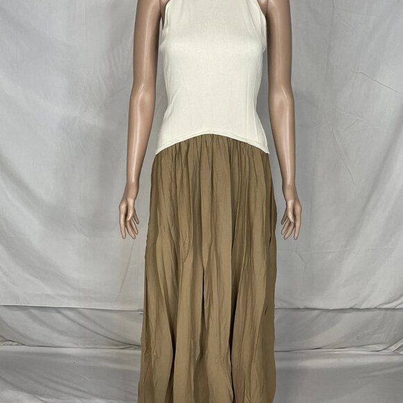 NEW SOLID & STRIPED Women's Dress The Halter Soglio Size M Camel by - Picture 5 of 10